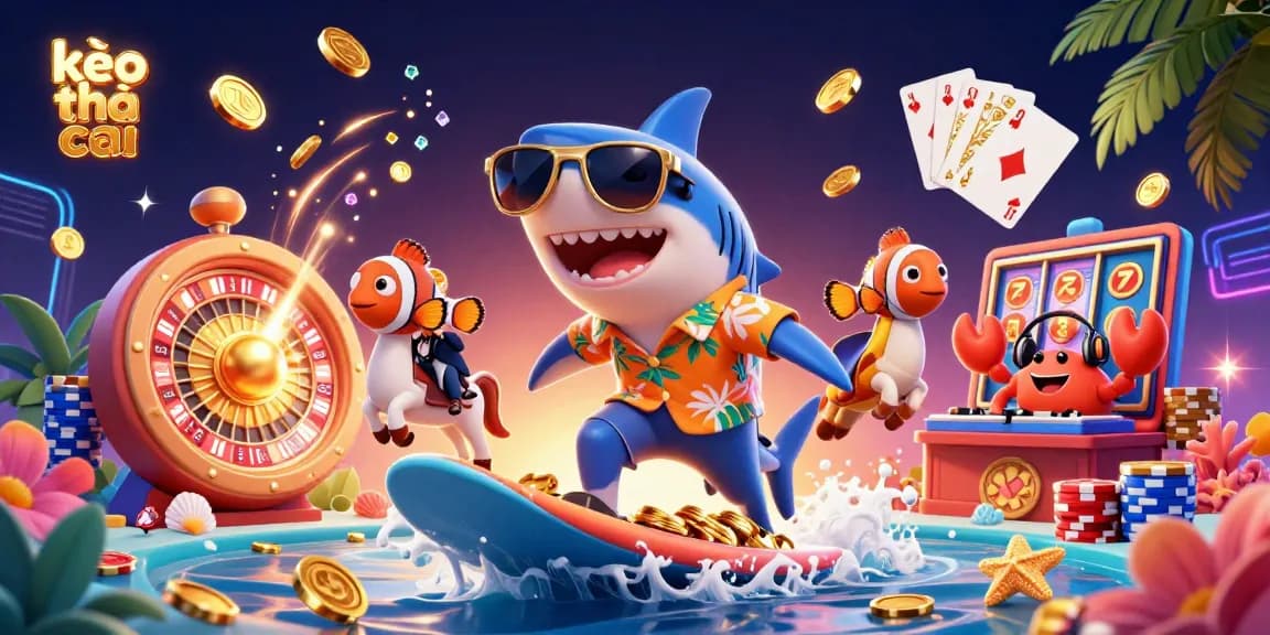 Experience thrilling kèo nhà cái action with a whimsical underwater scene featuring vibrant characters and casino elements.