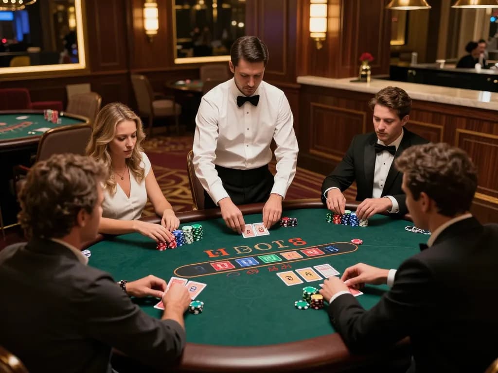 Players engaging in thrilling blackjack gameplay at an upscale casino with fed quality service.