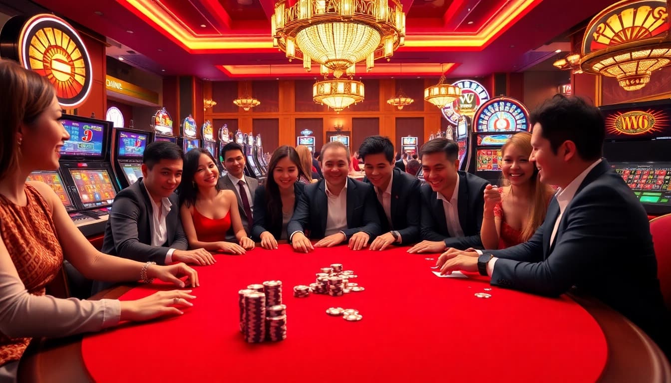 Engage with thrilling games at http://go88hv.com/ featuring poker chips and a vibrant casino backdrop.