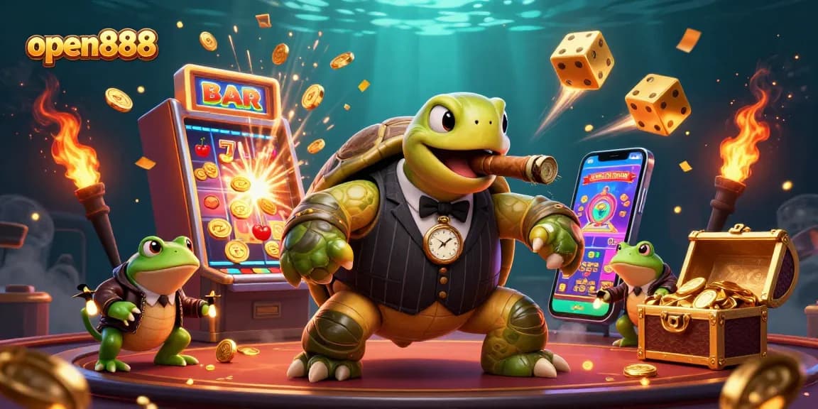 Engage with open888's thrilling casino experience through vibrant 3D characters and jackpot excitement.