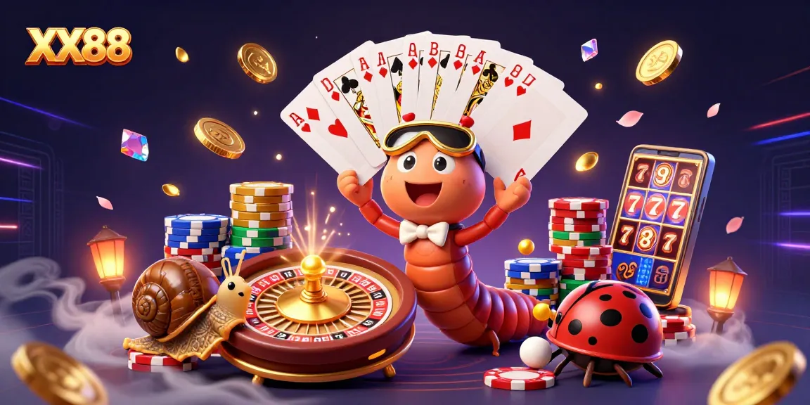 Win big at XX88 with a vibrant 3D casino scene featuring engaging characters and game elements.