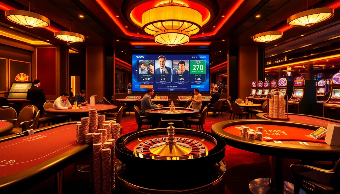 TK88 Casino players engaging in thrilling games with vibrant atmosphere and premium design.
