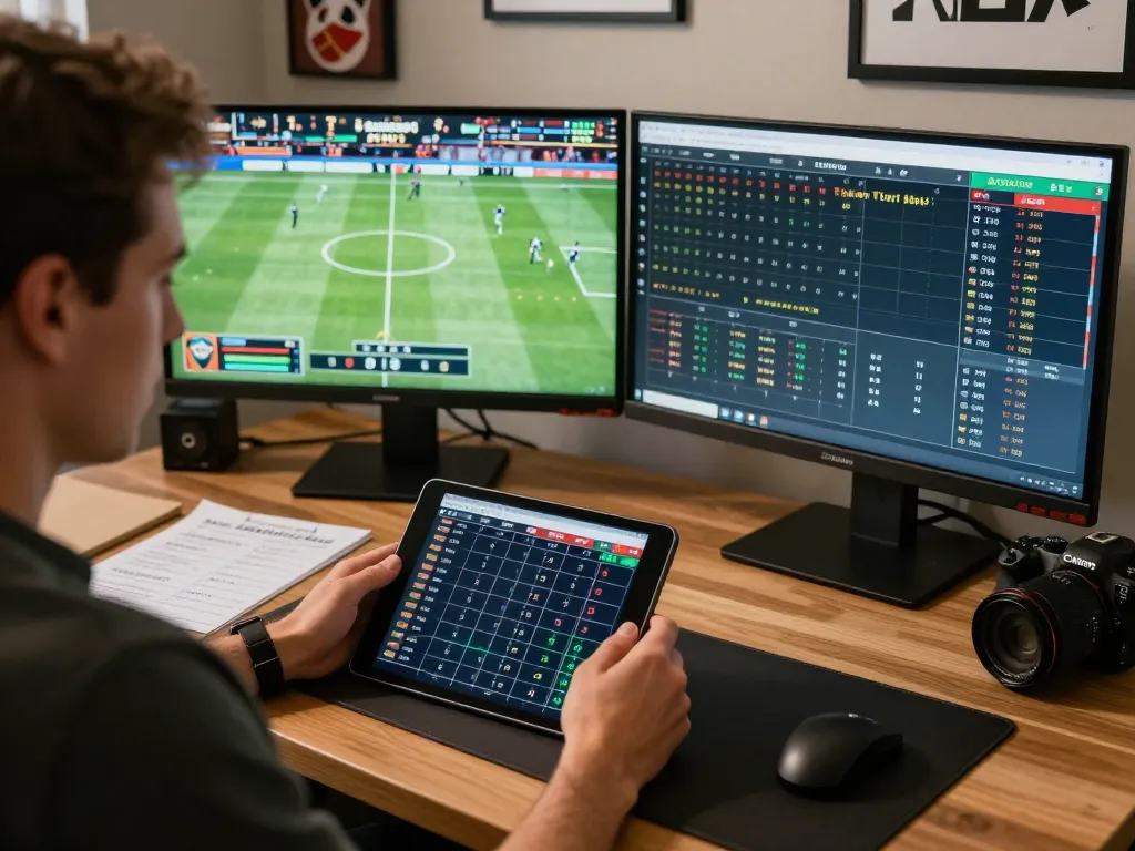 Engaging in live sports betting analysis with qh88go on tablet, showcasing competitive odds