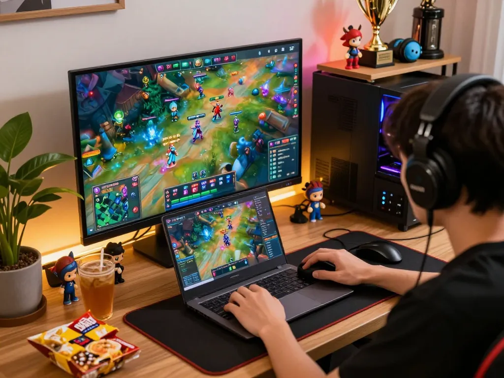 Engaged player using https://da88.coach/ for a vibrant multiplayer card game experience in a cozy setup.