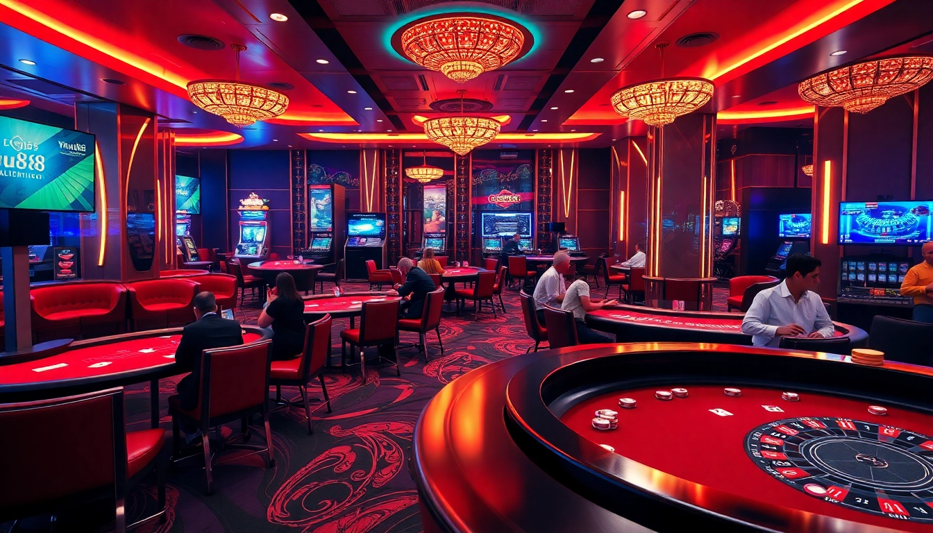 Experience the excitement at vu88 club with engaging casino tables and vibrant gaming atmosphere.