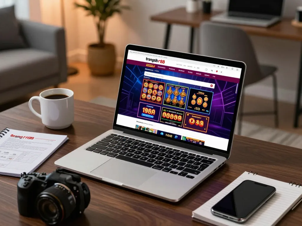 Engaging gameplay at trang chủ rr88 with vibrant online casino graphics displayed on a laptop.