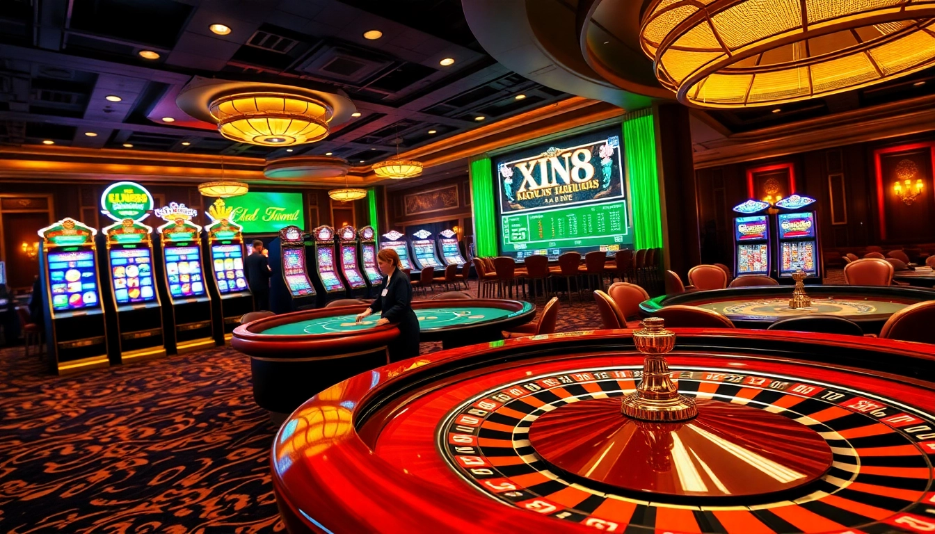 XIN88 players enjoying a thrilling online casino experience at a glamorous roulette table
