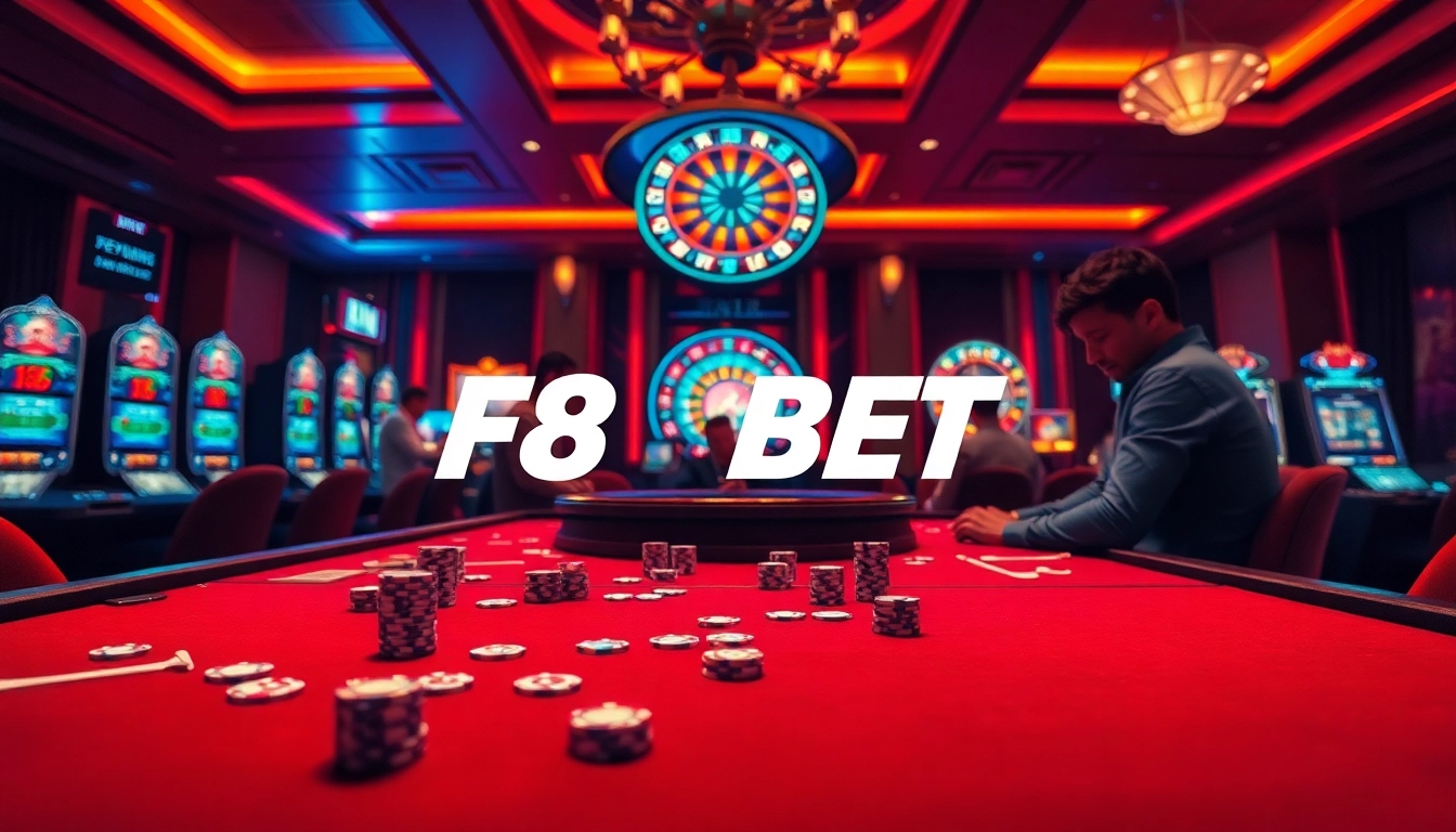 Experience the excitement of F8 BET as players engage at premium casino tables and slot machines.