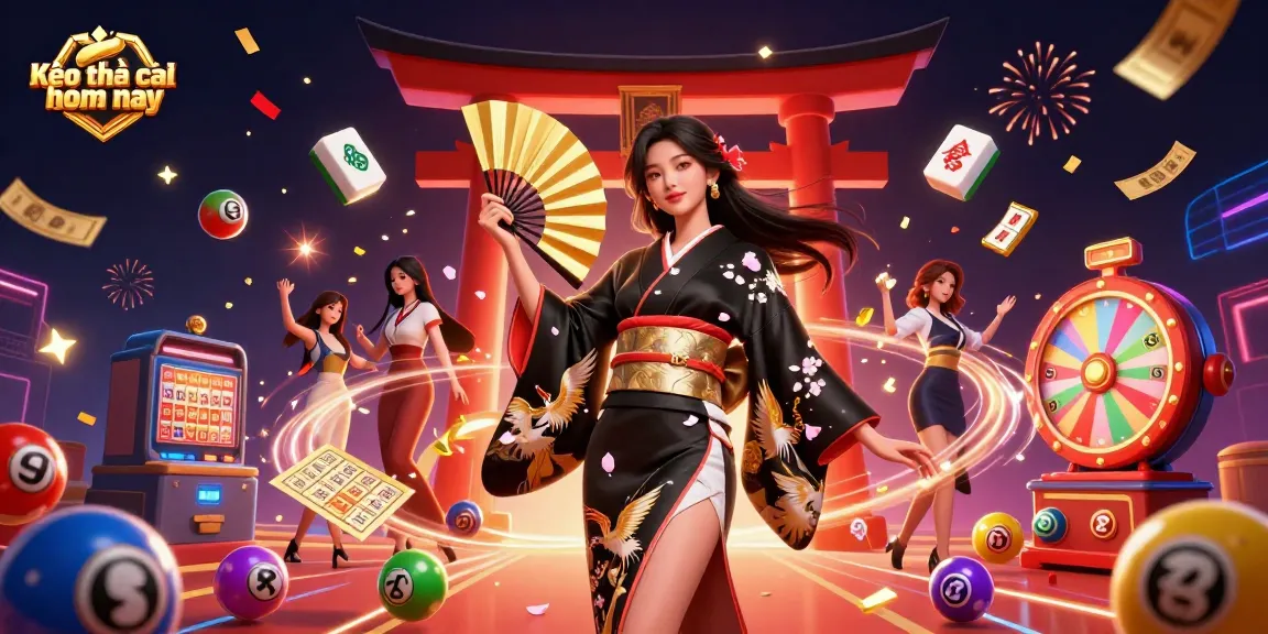 Experience vibrant action and excitement with Kèo nhà cái hôm nay, featuring lottery elements and celebratory effects.
