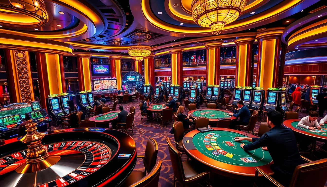 Experience the thrill of LC88 COM with an elegant casino scene filled with intense gambling action.