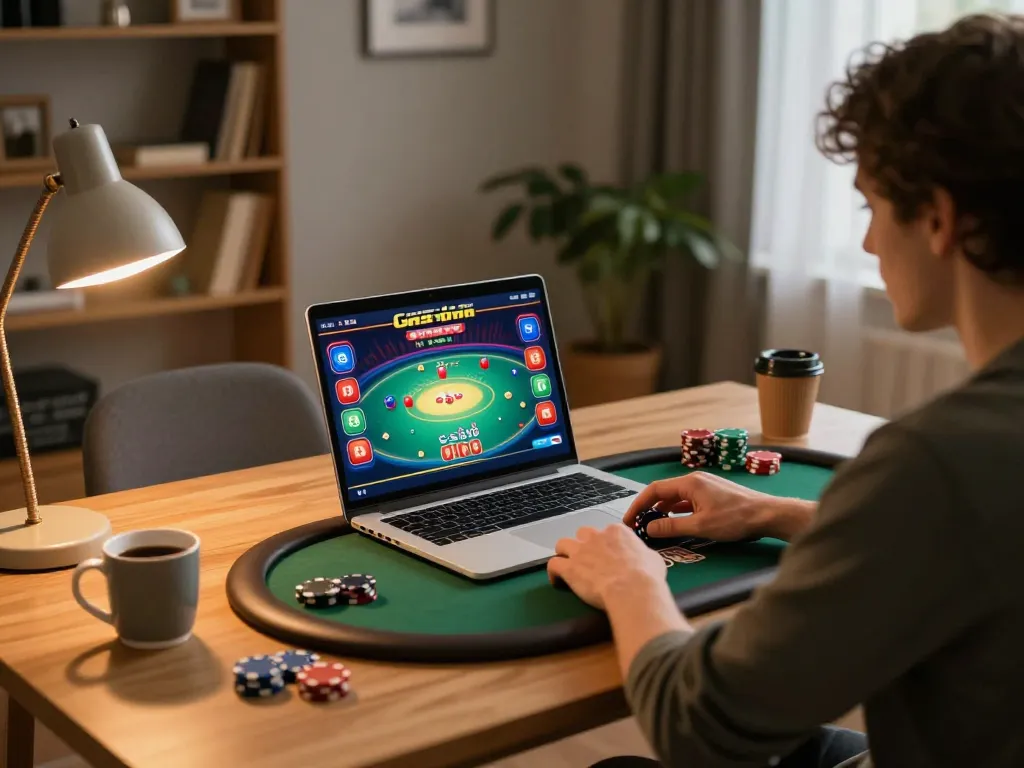 Player enjoying online poker at home using 88vv gaming platform