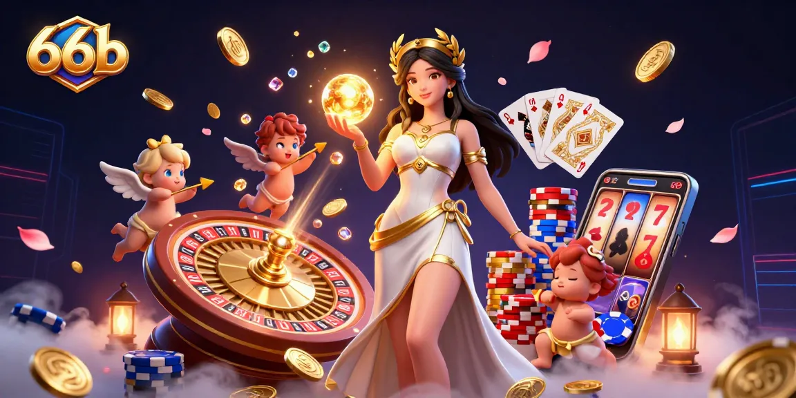 Activate your luck with 66b in this rich casino scene, featuring golden coins and vibrant game elements.