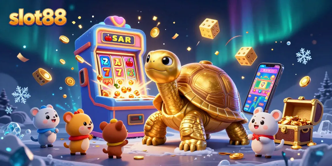 Experience slot88 excitement with a colorful slot machine and happy players in a dynamic 3D casino scene.