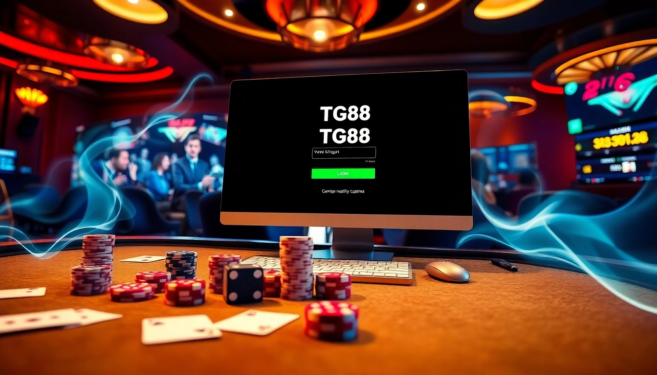 Engage in the luxury of online gambling with TG88 đăng nhập interface showcasing a vibrant casino environment.