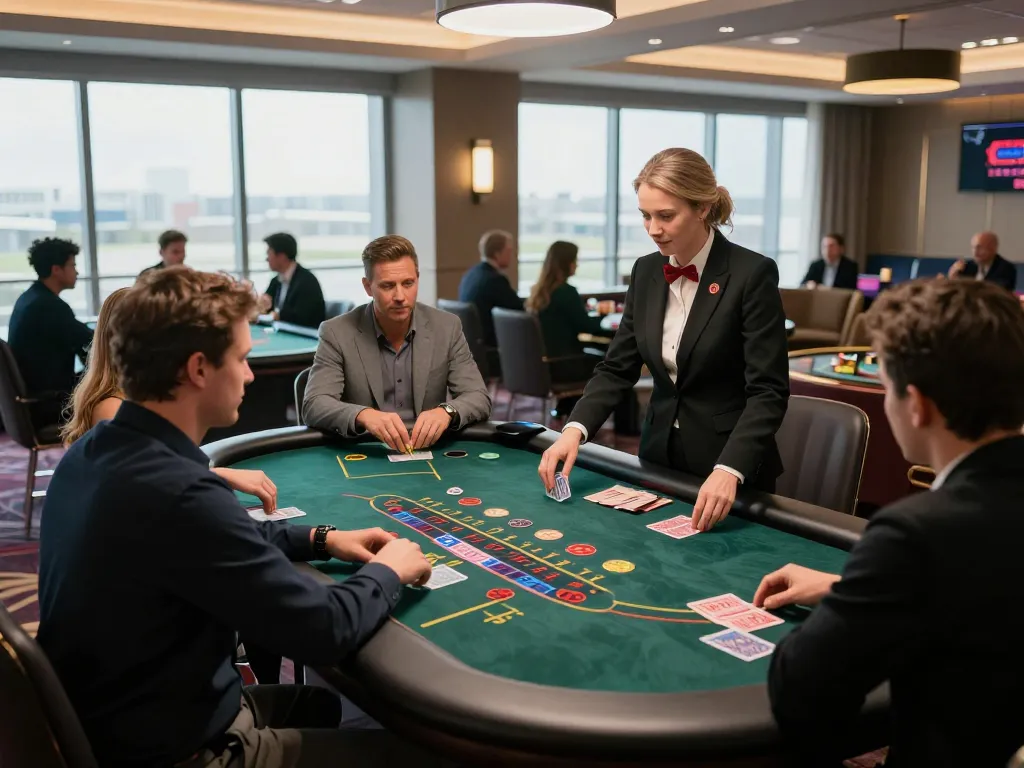 Players strategizing at SC88 blackjack table in a luxurious casino atmosphere.