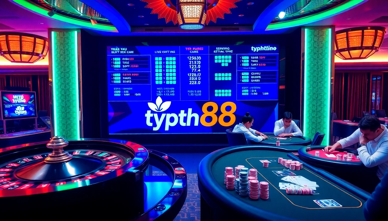 Exciting scene showcasing nhà cái typhu88 with players engaged in thrilling casino games.