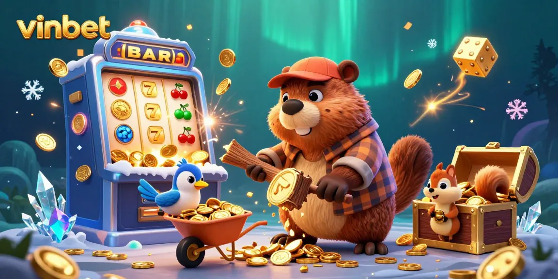 Experience thrilling games at vinbet with colorful coins raining down and slot machines bursting with jackpots.