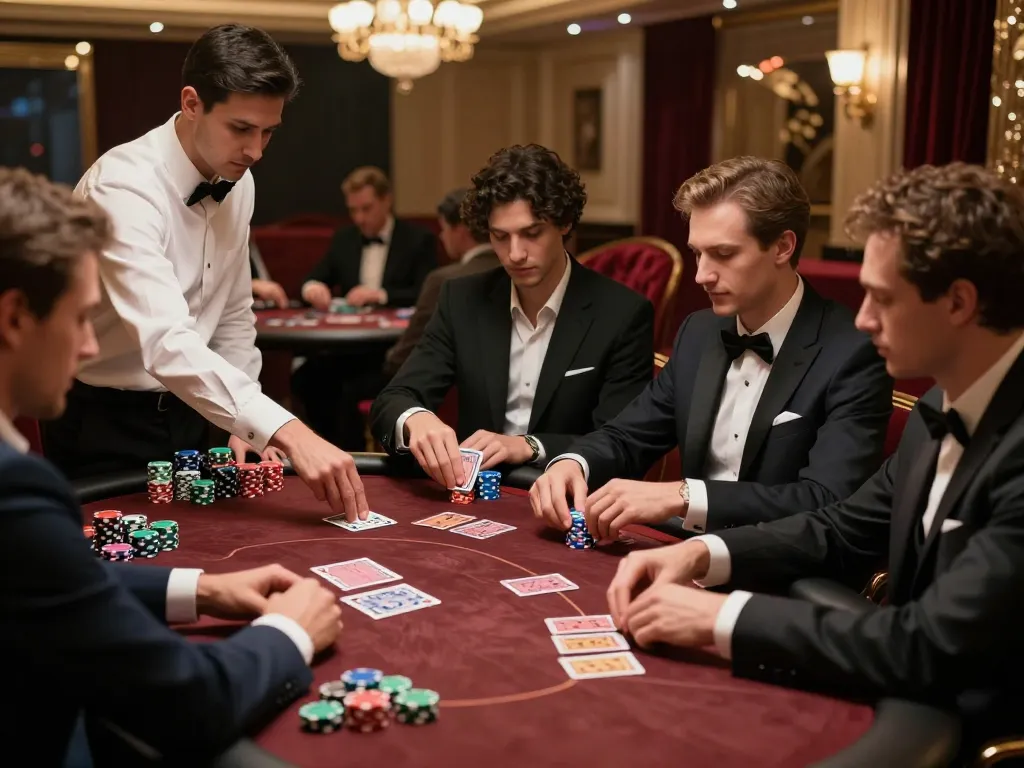 Players engaged in high-stakes poker at DA88 casino table, chips and cards prominently visible.