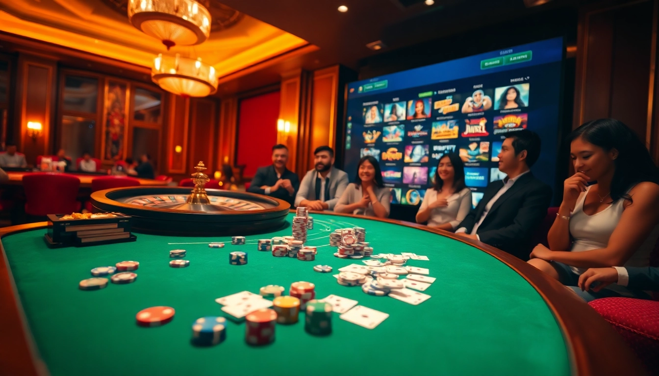Engaging players at a luxurious casino table while exploring https://nk88net.com/ for immersive gambling gaming.