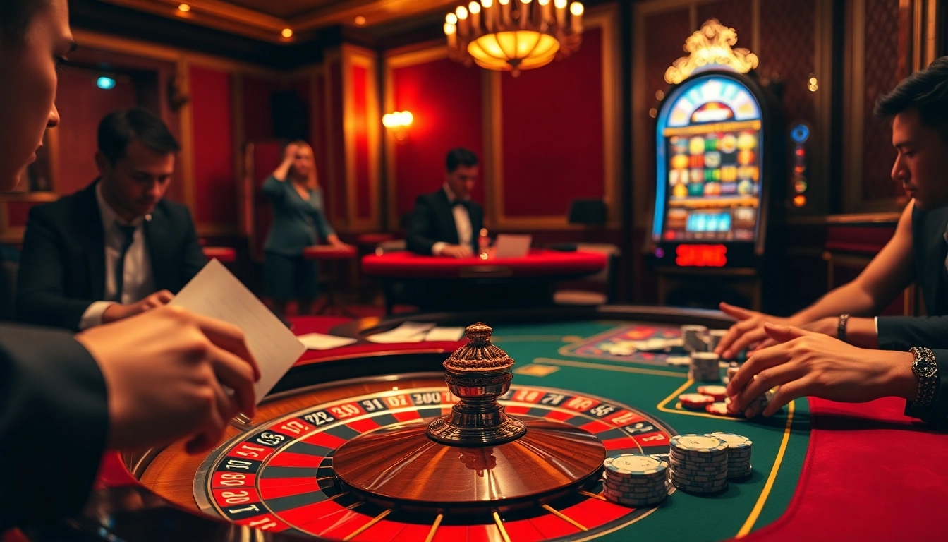 Gambling at 8day.cn.com with vivid roulette table, poker chips, and vibrant slot machines.