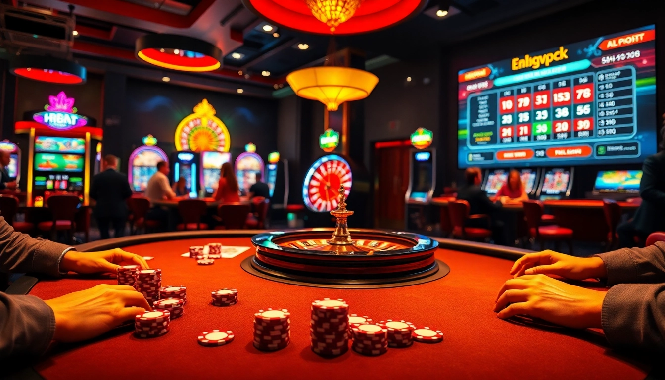 Engaging action at a lively poker table highlighting vv jl in a luxurious casino atmosphere.