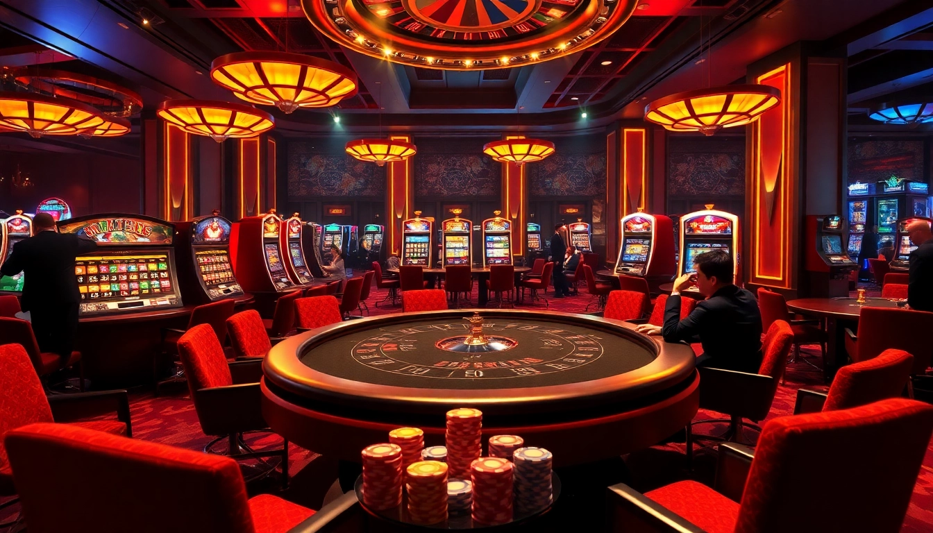 High-stakes players enjoying rik vip at a luxurious poker table in a glamorous casino setting.