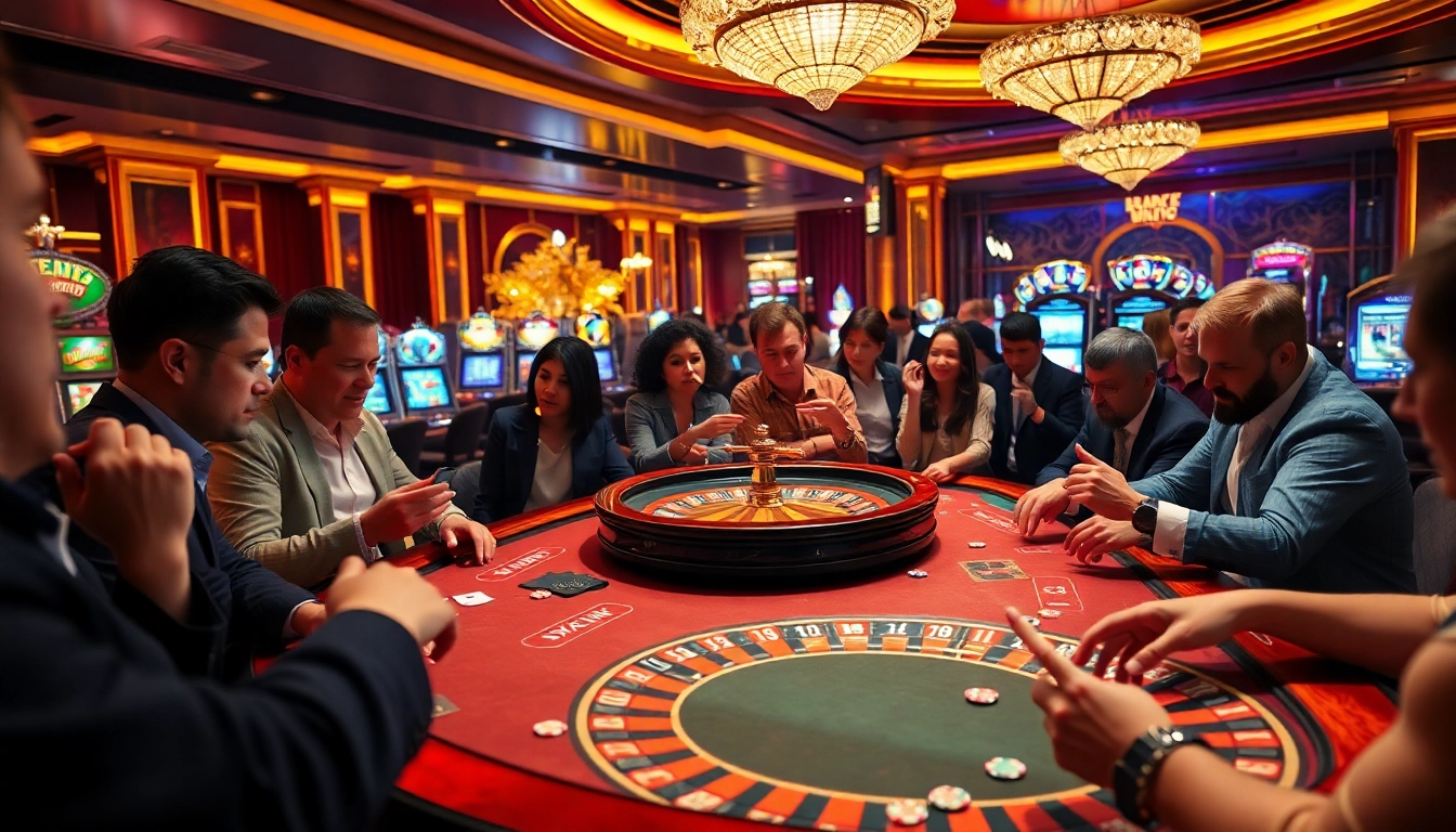Experience thrilling gameplay at the j88 casino with vibrant tables and excited players.