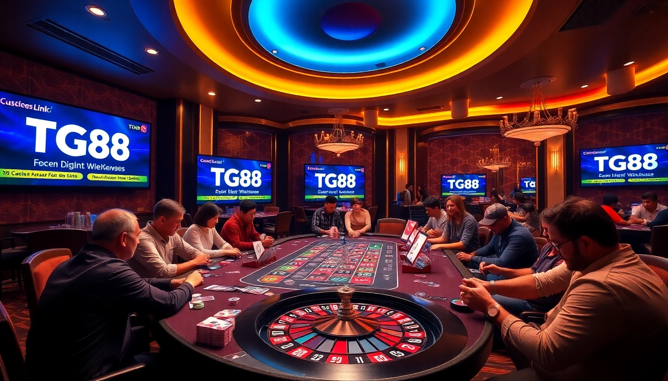 Experience the excitement of online gaming with the TG88 link featuring vibrant casino elements.