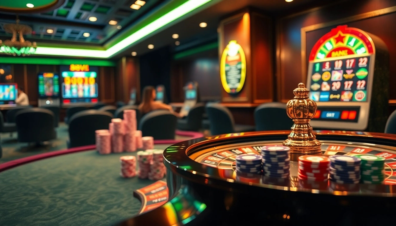 Experience seamless 888VI Đăng nhập at a vibrant online casino with roulette wheels and poker chips.