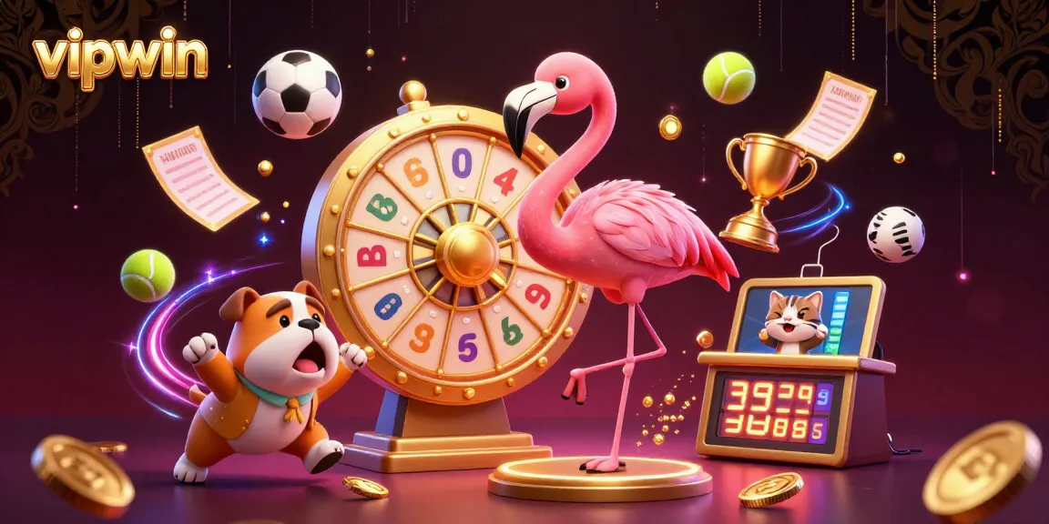 Engage in thrilling betting at vipwin with an exciting game show host, vibrant sports elements, and dynamic prize reveals.